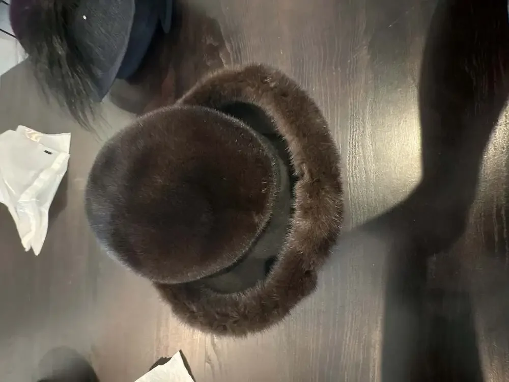 Vintage Dark Brown Mink Fur and Wool Cloche Hat STUNNING size m/l